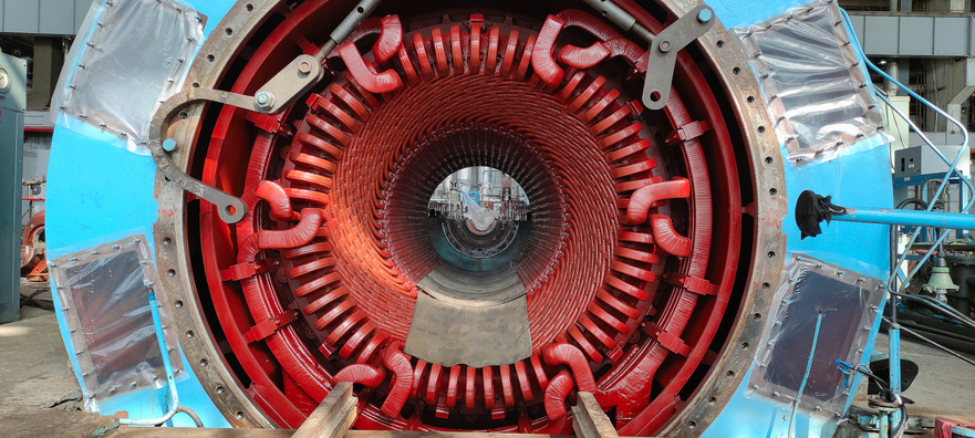 coil insulation shown on an industrial power generator
