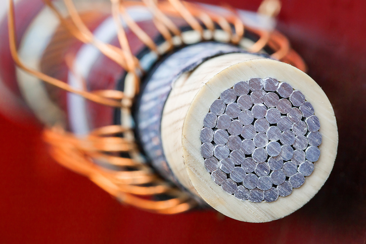 mica cable insulation is seen in this cross section of electrical power cable